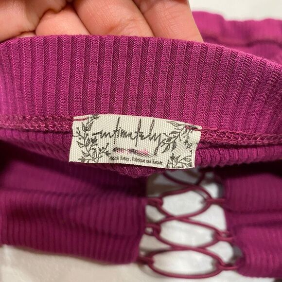Free People Intimately Fuchsia Lace-Up Ribbed Crop Top XS - Picture 3 of 5